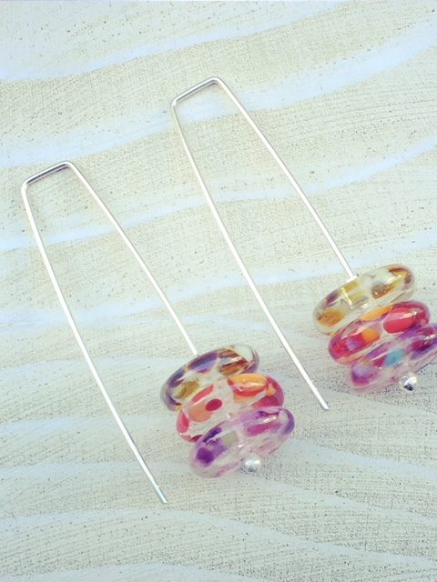 recycled glass earrings | handmade recycled glass beads made from a wine bottle