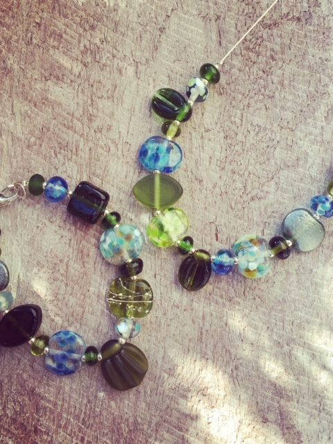 Recycled glass jewellery | Handmade recycled glass beads from Bethany Wine bottles.