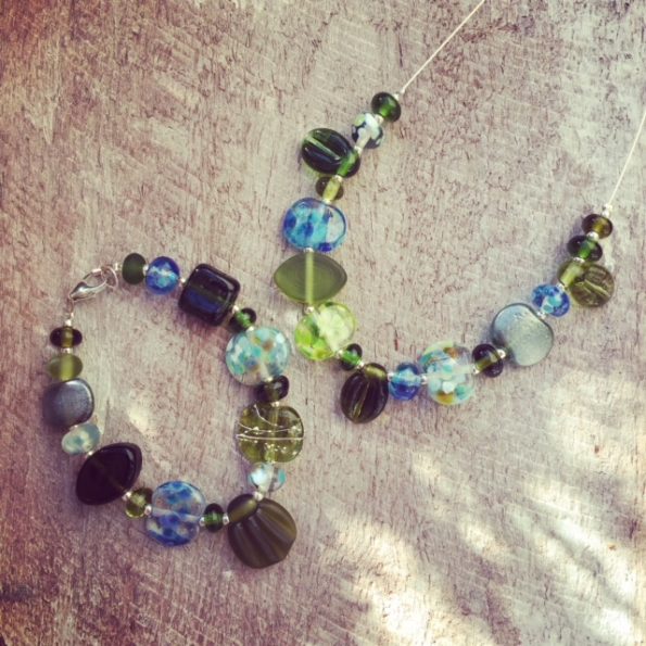 Recycled glass jewellery | Handmade recycled glass beads from Bethany Wine bottles.