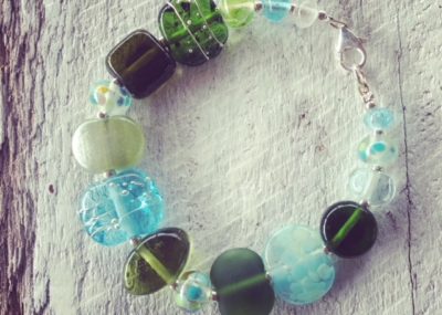 Recycled glass bracelet | beads made from wine and gin bottles