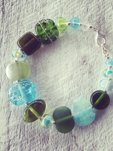 Recycled glass bracelet | beads made from wine and gin bottles