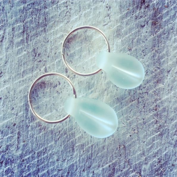 Recycled glass bead earrings | beads made from a wine bottle