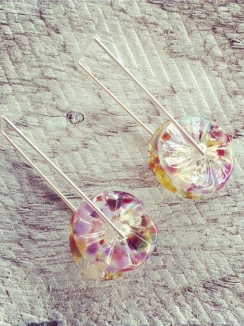 Recycled glass earrings | beads made from a wine bottle