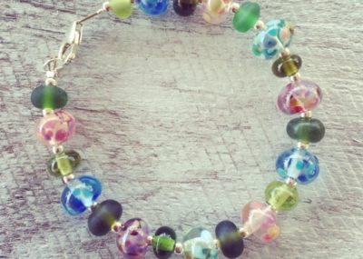 Recycled glass bracelet | beads made from wine bottles from Bethany Wines