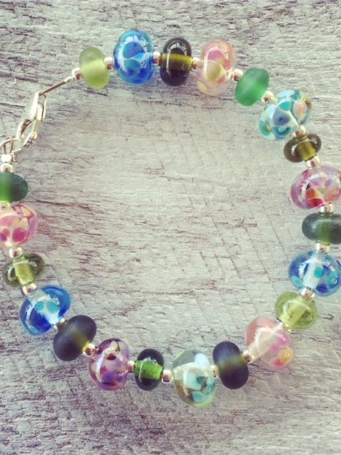 Recycled glass bracelet | beads made from wine bottles from Bethany Wines