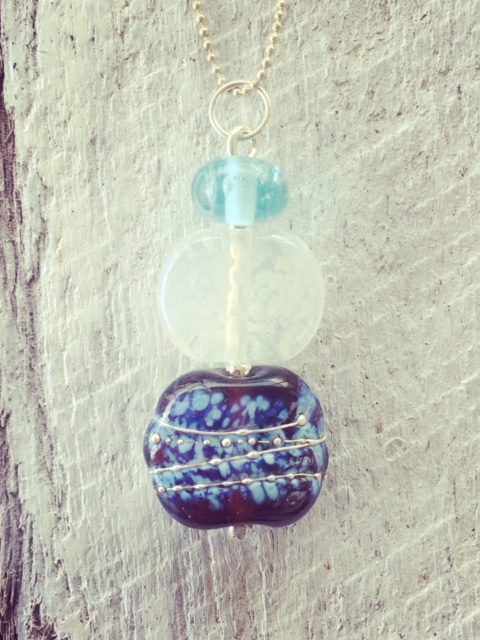 Recycled glass necklace | beads made from a Hendricks and Bombay Sapphire Gin bottle (with a Fever-Tree tonic water bottle bead in between)
