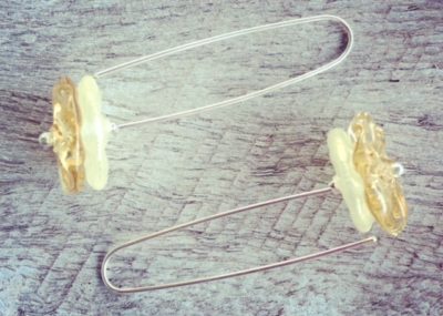 Recycled glass bead earrings | beads made from a mix of glass objects