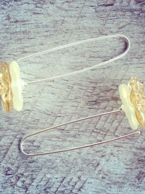 Recycled glass bead earrings | beads made from a mix of glass objects