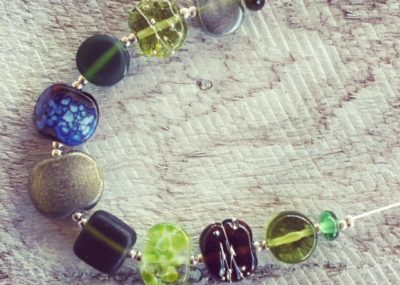 Recycled glass bead necklace | beads made from wine and gin bottles in earthy tones