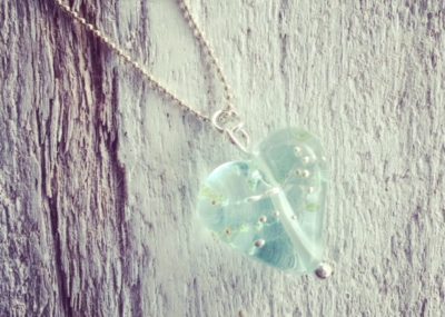 Recycled glass necklace | heart-shaped pendant made from a wine bottle