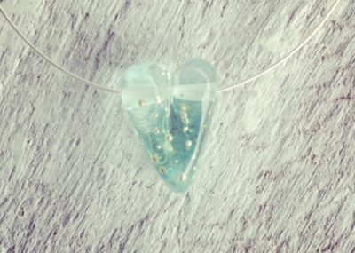 Recycled glass heart bead | bead made from a wine bottle
