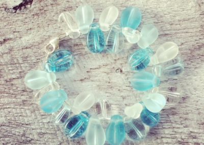 Recycled glass bead bracelet | leaf beads made from wine and gin bottles