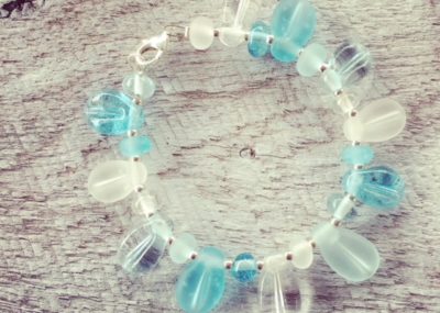 Recycled glass bead bracelet | leaf beads made from wine and gin bottles