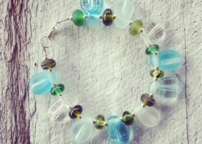Recycled glass bead bracelet | beads made from wine and gin bottles
