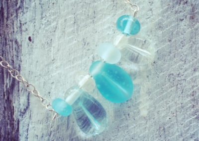Recycled glass bead necklace | beads made from wine and gin bottles