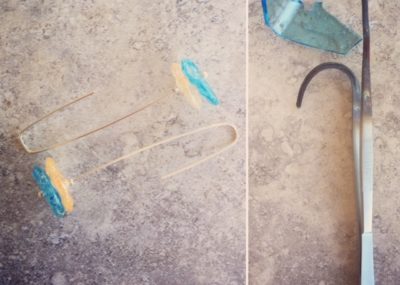 Recycled glass earrings | beads made from a Bombay Sapphire Gin bottle and an orange cup!