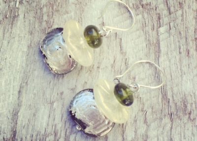 Recycled glass earrings | handmade glass beads made from gin, wine and champagne bottles