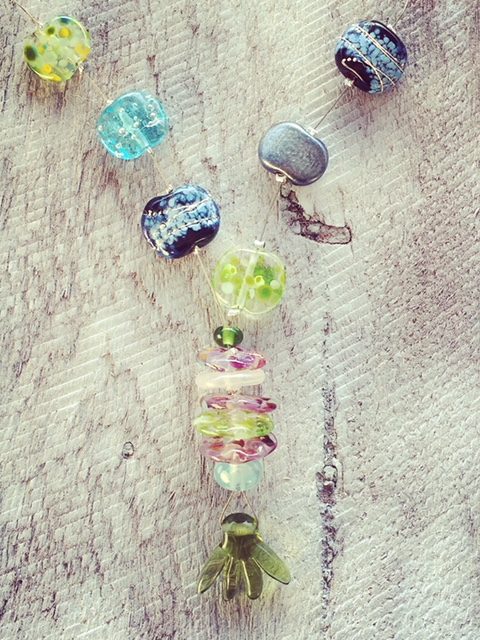 Recycled glass necklace | beads made from various glass objects