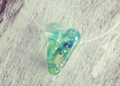 Recycled glass necklace | beautiful heart-shaped bead made from a wine bottle
