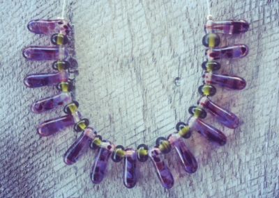 Recycled glass necklace | all beads were made from a wine bottle