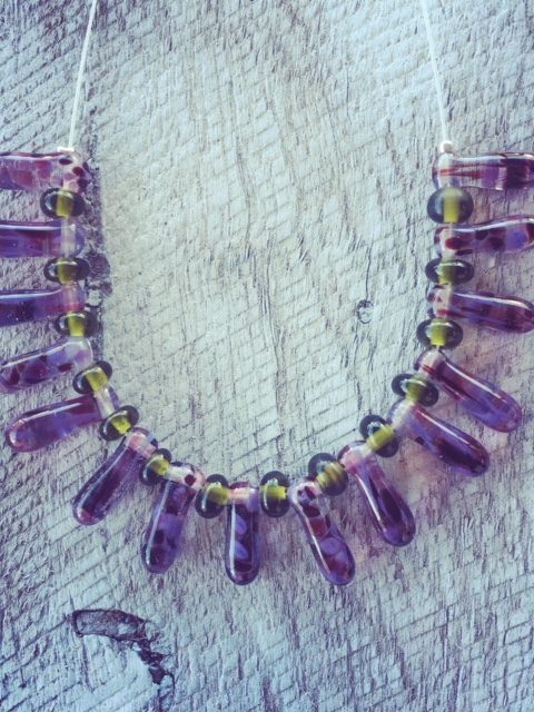 Recycled glass necklace | all beads were made from a wine bottle