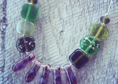 Recycled glass necklace | beads made from wine and gin bottles