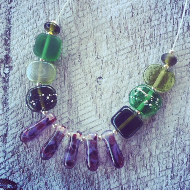 Recycled glass necklace | beads made from wine and gin bottles