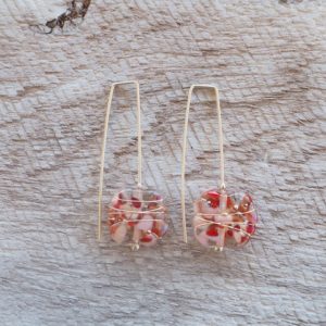 Recycled glass earrings | beautiful red and pink toned earrings