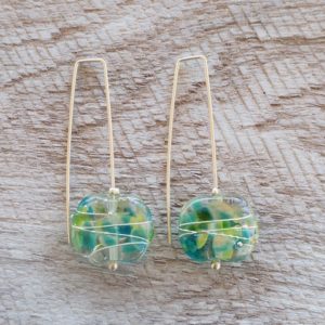 Recycled glass earrings | pretty green recycled glass earrings made from a wine bottle