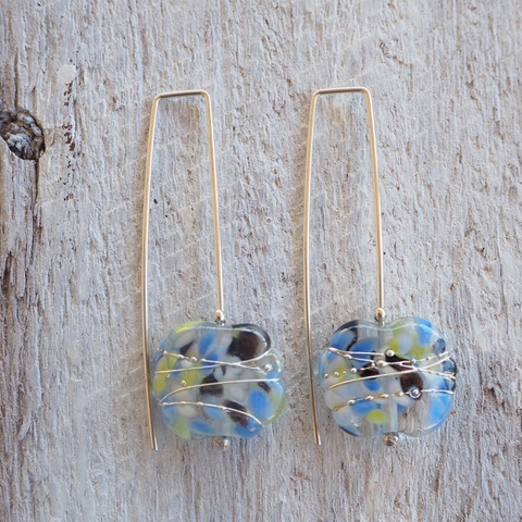 Recycled glass earrings | handmade glass beads made from a wine bottle