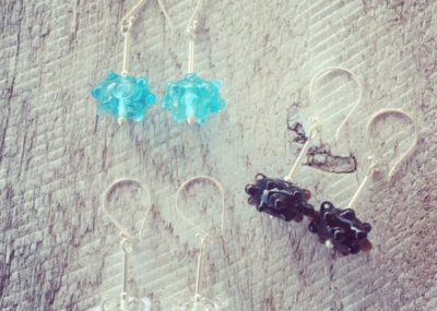 Recycled glass earrings | beads made from gin and tonic bottles