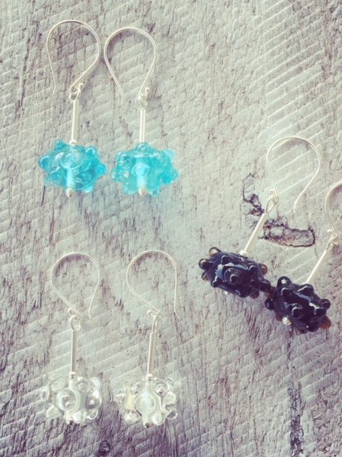Recycled glass earrings | beads made from gin and tonic bottles