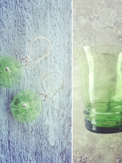 Recycled glass earrings | made from this beautiful cup