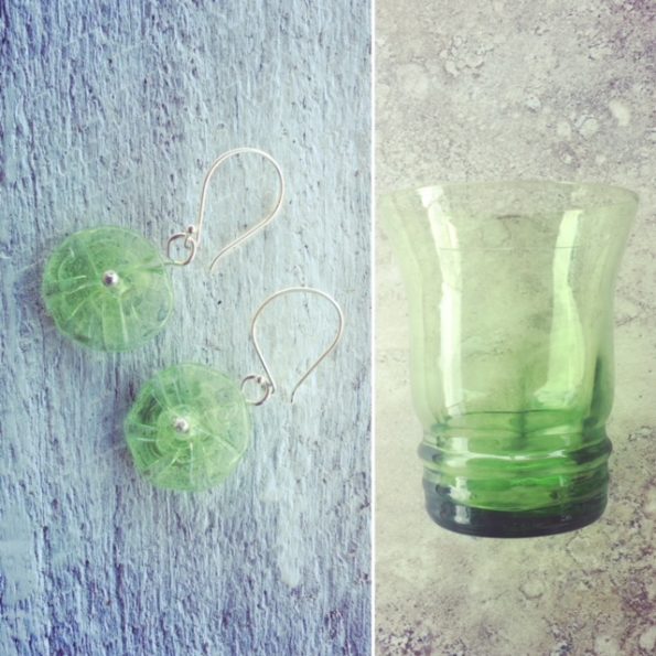 Recycled glass earrings | made from this beautiful cup