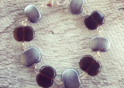 Recycled glass bracelet | beads made from a Hendricks Gin bottle