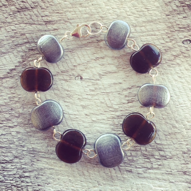 Recycled glass bracelet | beads made from a Hendricks Gin bottle