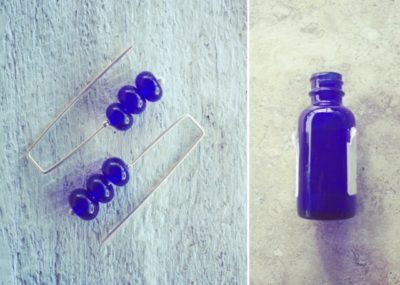Recycled glass | cobalt blue earrings made from medicine bottles