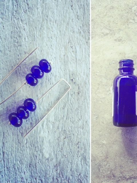 Recycled glass | cobalt blue earrings made from medicine bottles
