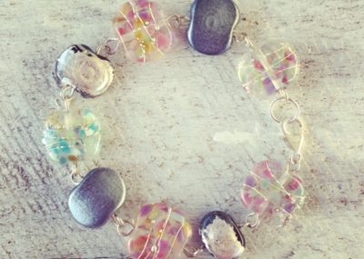 Recycled glass bracelet | beads made from wine and gin bottles