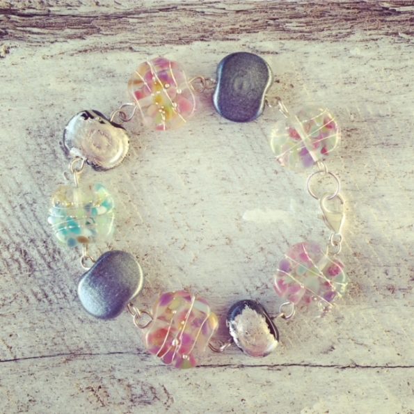 Recycled glass bracelet | beads made from wine and gin bottles