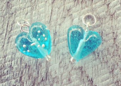 Recycled glass jewellery | pendants made from Bombay Sapphire gin bottles
