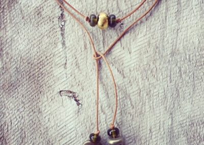 Recycled glass jewellery | a casual lariat made from beer and champagne bottles