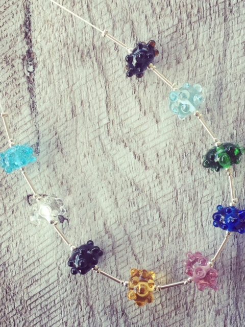 Recycled Glass Necklace | beads made from assorted recycled glass objects.