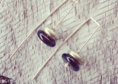 Recycled glass earrings | beads made from a Coopers Ale beer bottle