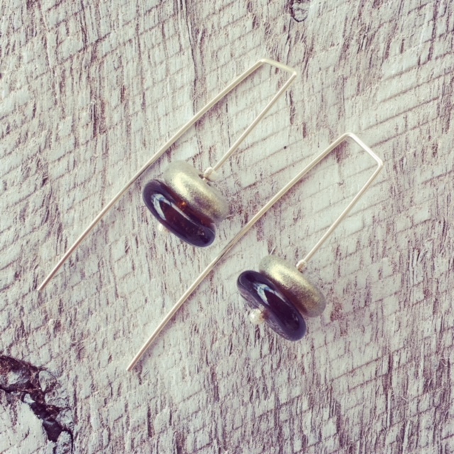 Recycled glass earrings | beads made from a Coopers Ale beer bottle