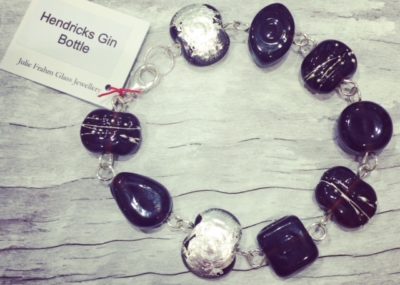 Recycled glass bracelet | beads made from a Hendricks Gin bottle