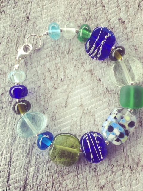 Recycled glass bracelet | mix of recycled glass beads in this bracelet