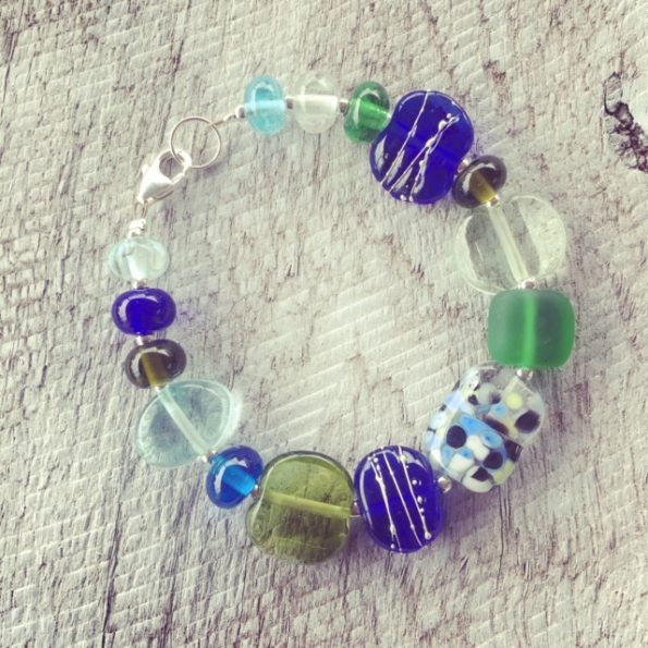 Recycled glass bracelet | mix of recycled glass beads in this bracelet