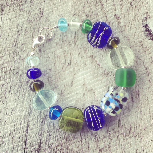 Recycled glass bracelet | mix of recycled glass beads in this bracelet
