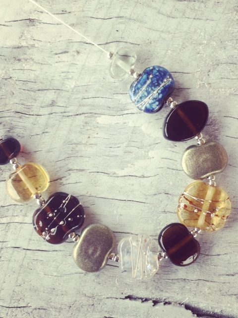 Recycled glass necklace | beads made from beer and gin bottles and old glass cups